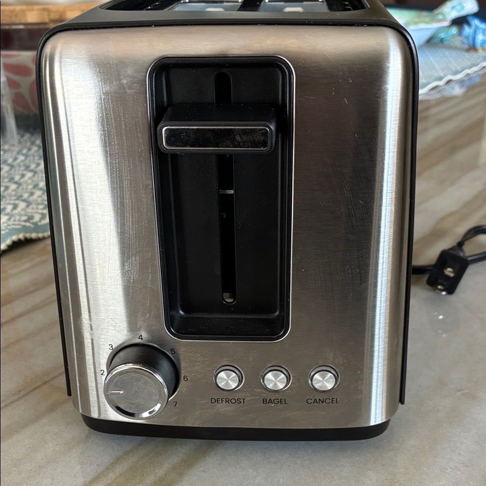 Stainless Steel Toaster with Black Accents